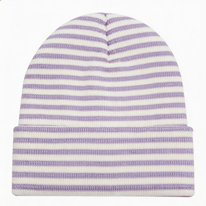 Bonnet en tricot rayé en peluche unisexe personnalisé 100 % acrylique – Tendance, économique et idéal pour l'extérieur en automne et en hiver - Product Image 1