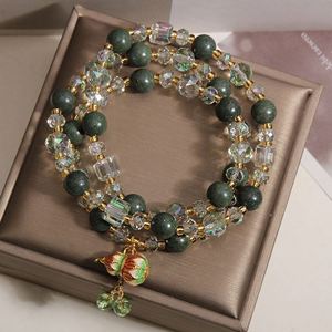 Multi-Gemstone Stone Beads for Women Multi-layered <b>Crystal</b> <b>Bracelet</b> with Incense Beads Women Three-Circle Gourd Pendant <b>Bracelet</b> - Product Image 2