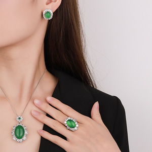 Joyería Zhuang Shengsheng, Cobre Chapado en Oro, Calcedonia Verde Fluorescente en Forma de Gota, Piedra de Lujo para Traje, 18*25-13*18 - Product Image 4