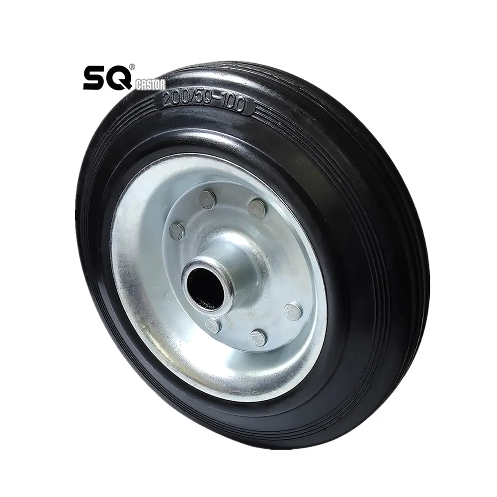 Sq Custom Caster 3/4/5/6/8/10 Inch Stalen Kern Zwart Massief Rubber Wiel Voor Trolley Kar