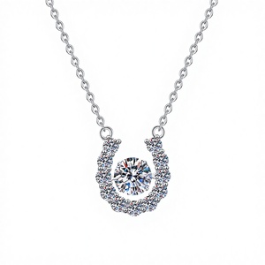 Fine Jewelry Grade D 1Carat Round Brilliant Cut Moissanite 925 Sterling Silver Horseshoe Pendant <b>Necklace</b> Women GRA Certified - Product Image 3