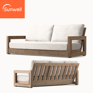 Luxus Outdoor Möbel <span class=keywords><strong>Lounge</strong></span> Set Garten Sofas Wasserdichte Teakholz Freizeit Patio Sofa Sets mit Couch tisch - Product Image 4