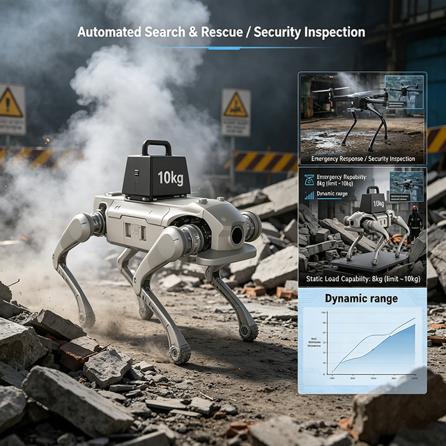 Multi-Tasking Quadruped Robot High Payload Autonomous AI Industrial Security Service and Scientific Research Field Robot