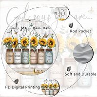 Кухонные шторы Sunflower, 2 панели, желтые, с цветочным узором в стиле фермерского дома, с христианскими цитатами из Библии, короткие, для кафе, на окна, декор