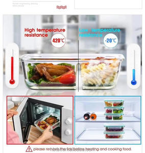 Bán buôn nóng bán nhiệt thực phẩm thủy tinh container Bento boxtableware cao Borosilicate bát thủy tinh đặt tươi giữ bát - Product Image 6