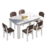 Ensemble de table et de chaises de salle à manger, design minimaliste moderne, blanc, pour la maison, vente en gros