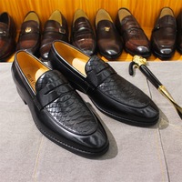 125-204 Chaussures habillées et Richelieu pour hommes en cuir véritable faites à la main, mocassins à enfiler à motif peint à la main, chaussures de ville formelles pour hommes