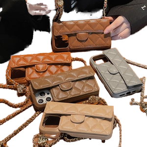 Custodia in Pelle Romboidale di Lusso per <span class=keywords><strong>iPhone</strong></span> 16Pro, <span class=keywords><strong>Cover</strong></span> Protettiva Antiurto in PC con Porta Carte e Tracolla per 15Max 14Plus 12 - Product Image 2