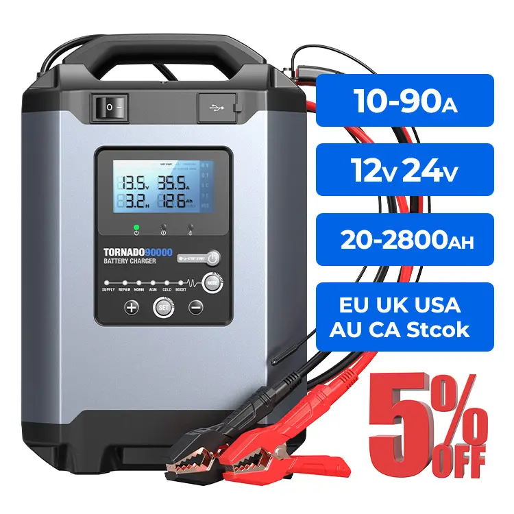 TOPDON Tornado90000 destek çok pil akıllı taşınabilir kurşun asit akıllı 12V 24V Volt oto pil şarj cihazı için araç aküsü