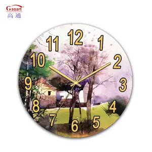 Vente directe d'usine mur luxe décoration verre Sublimation grande grande cuisine salon décor à la maison chambre UV horloge