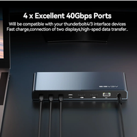Station d'accueil USB-C en alliage d'aluminium 15 ports, écran 4K 60Hz, USB 3.1 Gen2, Gigabit Ethernet
