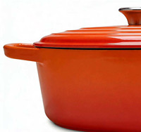 Cocotte ovale en fonte émaillée de 4,5 L pour camping, idéale pour ragoûts de fruits de mer, compatible four