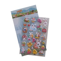 Autocollants en gros pour œufs de Pâques, motif lapin, impression UV 3D à bulles, pour activités de fête et cadeaux pour enfants