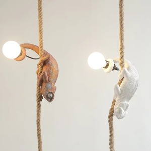 Nhựa Màu Trắng Tắc Kè Hoa Mặt Dây Chuyền Ánh Sáng Cho Phòng Khách Gai Dầu <span class=keywords><strong>Rope</strong></span> Pendant Lamp Art Nghiên Cứu Phòng Led Thằn Lằn Động Vật Ánh Sáng Đạc - Product Image 2