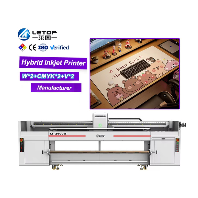 LETOP I3200 Head Multicolor Digital UV Hybrid Flatbed Printer Printing Plotter 2.5M Automatic Inkjet Printers Machine Leather