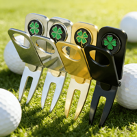 Fourche de golf multifonctionnelle personnalisable avec logo, en métal durable, avec marqueur de balle amovible et porte-cigare – Outil d'entraînement de golf élégant