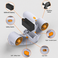 Scooter sous-marin à double moteur sans balais 130W, matériau ABS, étanche IP68, profondeur de plongée 50m, support pour caméra d'action, 2 vitesses, 60 minutes d'autonomie