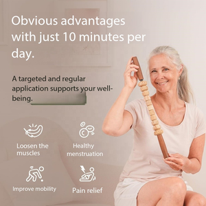 Wellshow Sport Fascia Bar Roll Rodillo de masaje de madera con mango Masajeador de espalda Fascia Rod para relajación muscular - Product Image 5