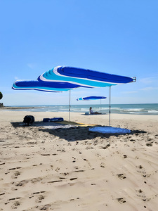 Payung portabel tabir surya dua lapisan, lintas batas kekuatan angin membuka tirai langit tepi laut hiburan air tiup - Product Image 4