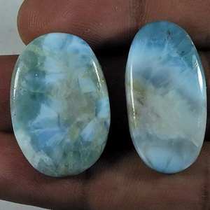 Pierres précieuses en larimar ovales 100 % naturelles, qualité supérieure, prix bas, cabochons lâches, cirés/huileés, certifiés, fabricant indien - Product Image 1
