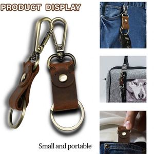 Retro Pu Leather <b>Keychain</b>,Fashion Ring Light Chain, Portable Holder for <b>Car</b> Key Backpack Ornament - Product Image 3