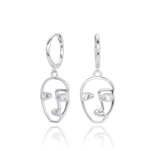Moda nuevos pendientes de plata esterlina S925 maquillaje Facial abstracto exagerado pendientes huecos de personalidad joyería de cara humana - Product Image 5