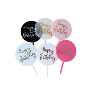 ท็อปเปอร์เค้กอะคริลิกรูปวงกลมลายฮาโลวีนสีชมพูและสีฟ้า ขายดี สำหรับงานฉลองวันเกิด - Product Image 1