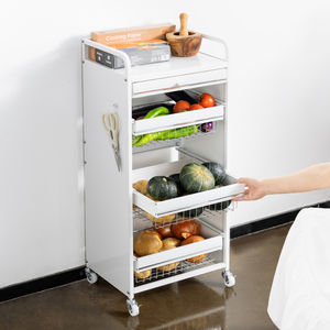 Chariot de rangement de cuisine à tiroirs à 5 niveaux <span class=keywords><strong>sur</strong></span> roues <span class=keywords><strong>Étagère</strong></span> d'organisation roulante pour garde-manger Légumes Fruits - Product Image 2