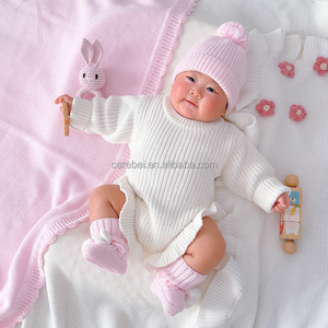 Baby Girl Cotton Rib Knit Frill Legs Rompers <strong>Newborn</strong> <strong>Hospital</strong> <strong>Outfit</strong> Baby Shower White Ruffle Personalized Bodysuit 0-3 Month - Product Image 1