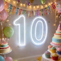 Chiffres néon géants 3D en mosaïque de 3 et 4 pieds pour anniversaire, lettres Mosaico, panneau de fête prénatale, décor de toile de fond photo