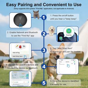 Rastreador GPS Focushine para Mascotas, Mini Collar Inteligente para Perros y Gatos, Batería Recargable, Resistente al Agua IP67, Compatible con Apple Find My - Product Image 2