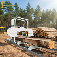Scie à ruban horizontale portable en promotion pour la coupe de bois, machine à scier le bois avec chargement de grumes, mini scie à ruban manuelle