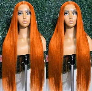 Pelucas de cabello humano frontal de encaje completo para mujer de <span class=keywords><strong>Vietnam</strong></span>, cuerpo largo naranja ondulado, rizo Jerry y encaje transparente de onda profunda - Product Image 1