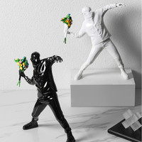 Coloré moderne abstrait fleur homme dessin animé Sculpture rue mur Art résine Graffiti conception modèle étanche léger