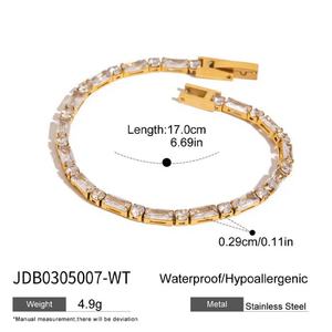 Custom Trendy Anti Tarnish Hypoallergenic <b>Solid</b> 14k 18k <b>Gold</b> Stainless Steel Zircon Braceletes for Women - Product Image 6