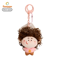Porte-clés en peluche Kawaii en gros, poupée à cheveux bouclés, mini personnage de dessin animé, pendentif de sac en peluche, cadeau surprise pour enfants