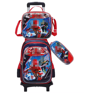 3 Sets 3D Cartoon Waterproof <span class=keywords><strong>Children</strong></span> School <span class=keywords><strong>Trolley</strong></span> Bag avec Lunch Bag et Pencil <span class=keywords><strong>Case</strong></span> pour garçon et fille - Product Image 3