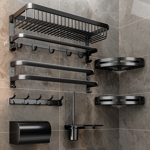 Juego de Accesorios de Baño con Barra de Toallas, Color Personalizado, <span class=keywords><strong>Toallero</strong></span> Plegable de Techo con Repisa <span class=keywords><strong>para</strong></span> Inodoros, Bañeras y Bidés - Product Image 2