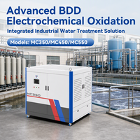 Système de traitement industriel des eaux de stagnation des décharges, par procédé d'oxydation avancé, avec armoire à quatre cellules BDD