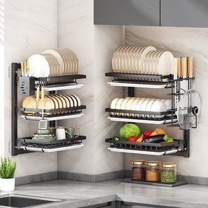 Organizador <span class=keywords><strong>de</strong></span> Cocina <span class=keywords><strong>de</strong></span> Pared al por Mayor <span class=keywords><strong>de</strong></span> Fábrica, <span class=keywords><strong>Escurridor</strong></span> <span class=keywords><strong>de</strong></span> <span class=keywords><strong>Platos</strong></span> con Bandeja <span class=keywords><strong>de</strong></span> Drenaje y Soporte para Cubiertos - Product Image 2