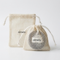 Sac à savon en coton sergé pratique, réutilisable, lavable, pochette en maille avec cordon de serrage, logo personnalisé imprimé pour une utilisation quotidienne sous la douche, exfoliant