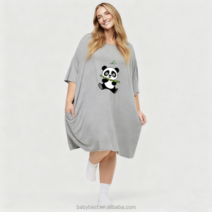 Abito da notte con stampa a colori su misura <span class=keywords><strong>pigiama</strong></span> corto taglia taglia estiva che si raffredda <span class=keywords><strong>Oversize</strong></span> da <span class=keywords><strong>donna</strong></span> tasca Lyocell per la casa - Product Image 5