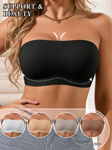 Sujetador sin tirantes HY Ice Silk Smooth No Trace con cierre trasero ajustable, efecto lifting y moldeador para atuendos con hombros descubiertos - Product Image 3