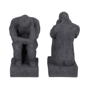 Fermalibri Scultorei in Resina 'Uomo Pensante', Decorazione Artistica per Biblioteca Domestica, Set di Fermalibri Moderni - Product Image 5
