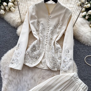 New Spring Long Sleeve V Neck Vintage Shirt Dress 2 Piece Set Modest Muslim Outfit - Product Image 5