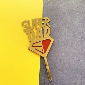 ท็อปเปอร์เค้กอะคริลิค รูปน้ำผึ้งและหวานๆ สุขสันต์วันเกิด พ่อ รักคุณ พ่อ ซุปเปอร์แด๊ด ของตกแต่งเค้กสำหรับวันพ่อและวันเกิด - Product Image 4