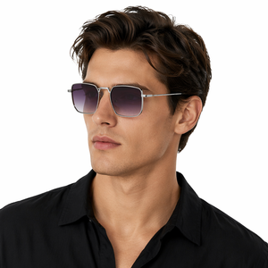 Custom Logo 2026 Fashion Men Women Punk Gradient <b>Sun</b> Glasses Clear Ocean Lens <b>Shades</b> UV400 Metal Square Sunglasses - Product Image 1