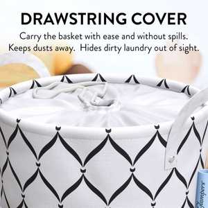 <b>Collapsible</b> Laundry Hamper Canvas Fabric Laundry Basket <b>Collapsible</b> <b>Storage</b> Bin with Canvas Handles and Drawstring Closure - Product Image 4
