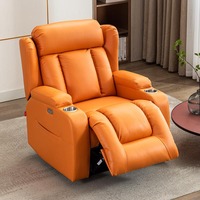 Fauteuil inclinable de luxe pour cinéma maison-Canapé électrique en cuir véritable avec haut-parleurs intégrés et porte-gobelet-Chaise électrique de qualité supérieure
