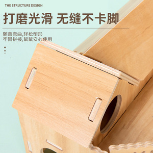 Customized hamster solid wood house, transparent acrylic hamster cage, toy <b>accessories</b>, golden hamster cage, villa wooden house - Product Image 4